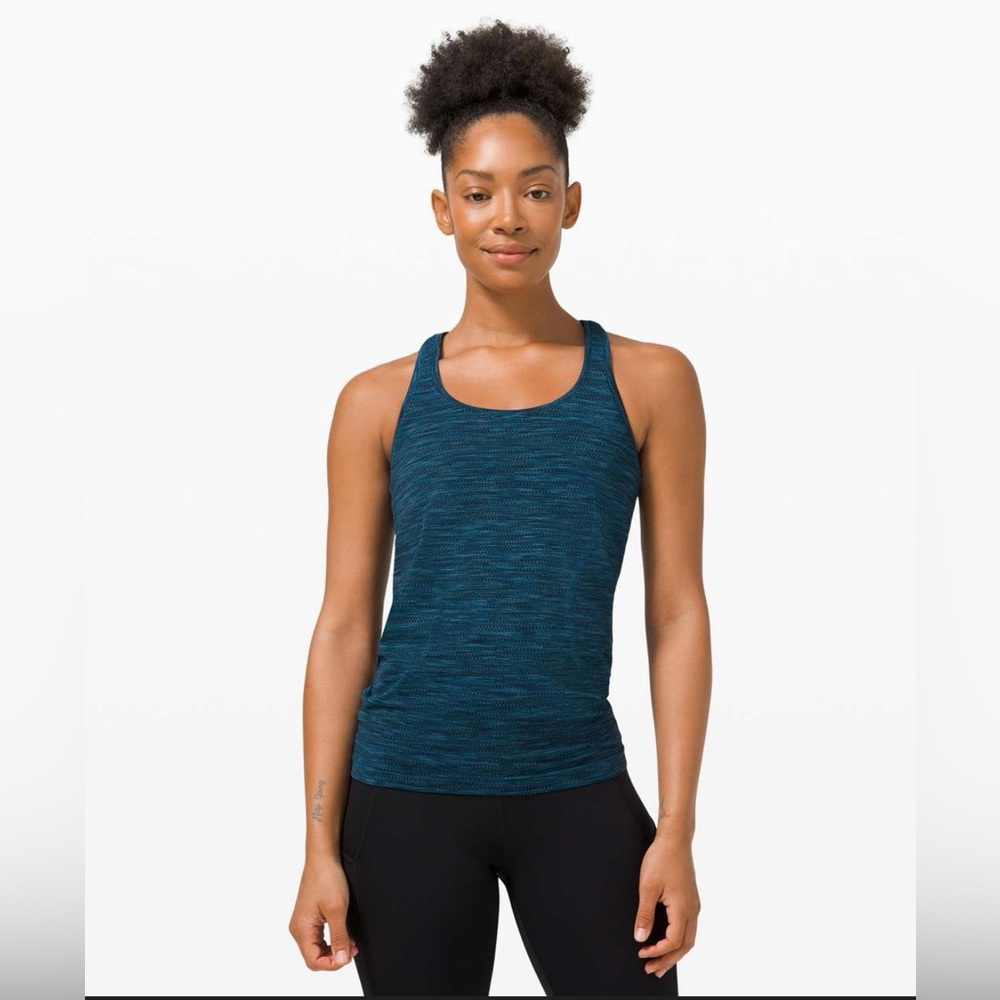 Lululemon Swiftly Tech Racerback Tank Top 2.0 Women's 12 Prism Stripe Turquoise
